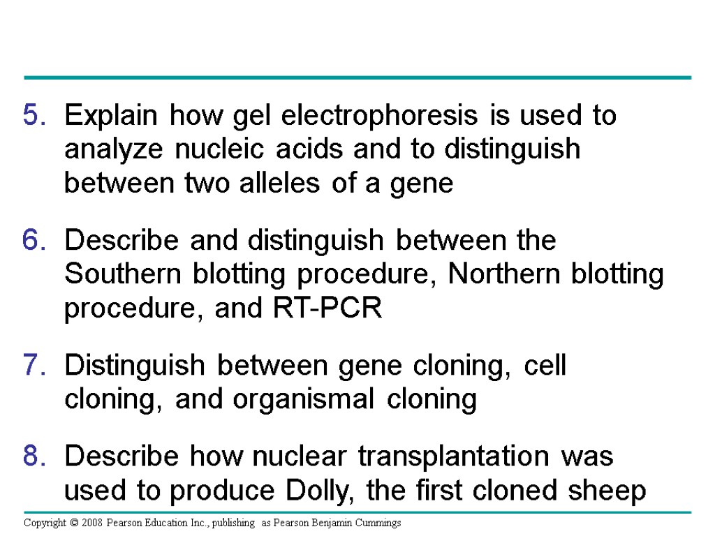 Explain how gel electrophoresis is used to analyze nucleic acids and to distinguish between